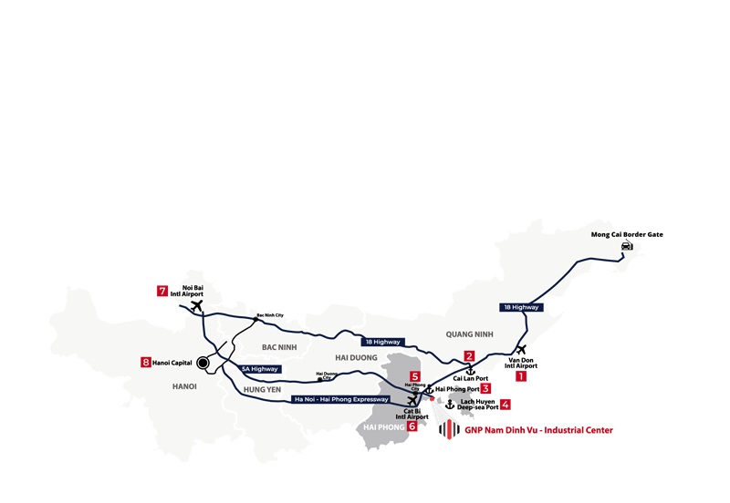 GNP Nam Đình Vũ tọa lạc tại vị trí chiến lược và có tính kết nối cao
